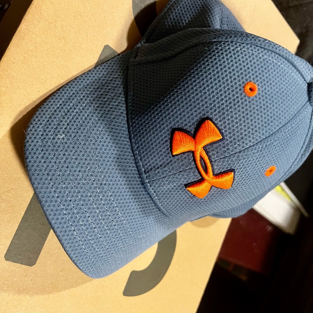 Under Armour Kids' Cap in Blue with Orange Emblem